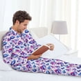 thumbnail image 6 of Lsque crystal Skull record lips Pattern Long Sleeve Pajama Set for Men - Soft 2-Piece Sleepwear and Loungewear Set with Pockets, Comfy Nightwear-Medium, 6 of 7
