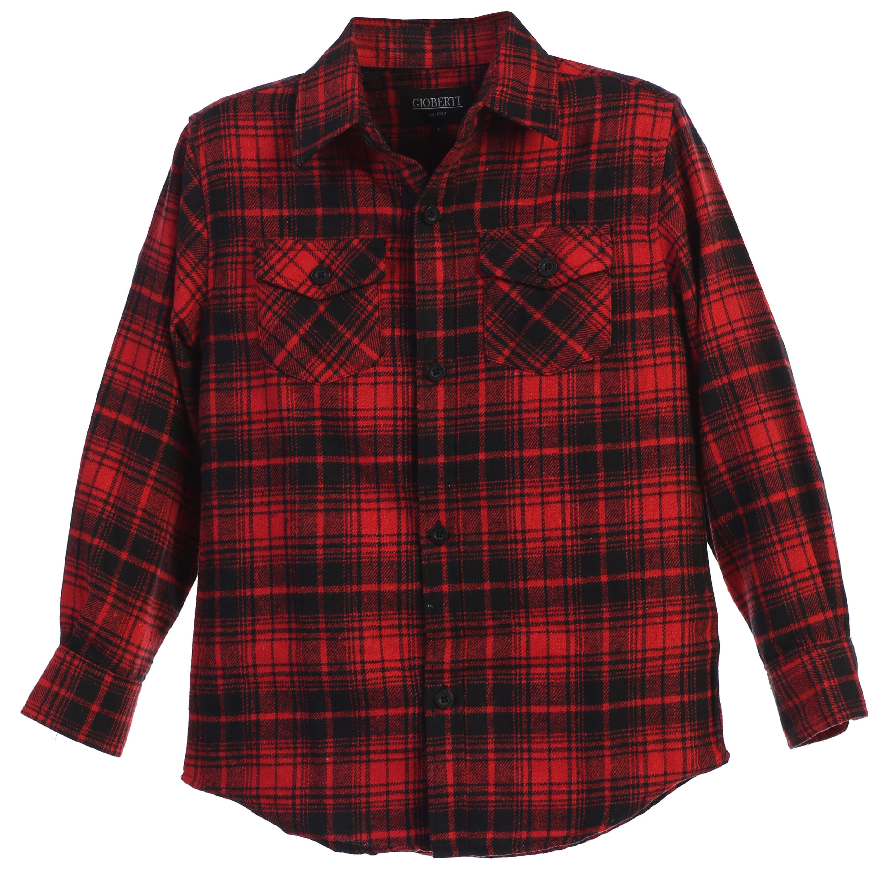 Gioberti Boys Long Sleeve Plaid Checked Flannel Shirt - Walmart.com