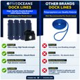 thumbnail image 2 of Five Oceans 8-Pack 3/8" x 15' Boat Dock Lines, Navy Blue Double Braided Nylon, Marine-Grade, 12" Eyelet, 1-Year Warranty - FO4695-M2, 2 of 8