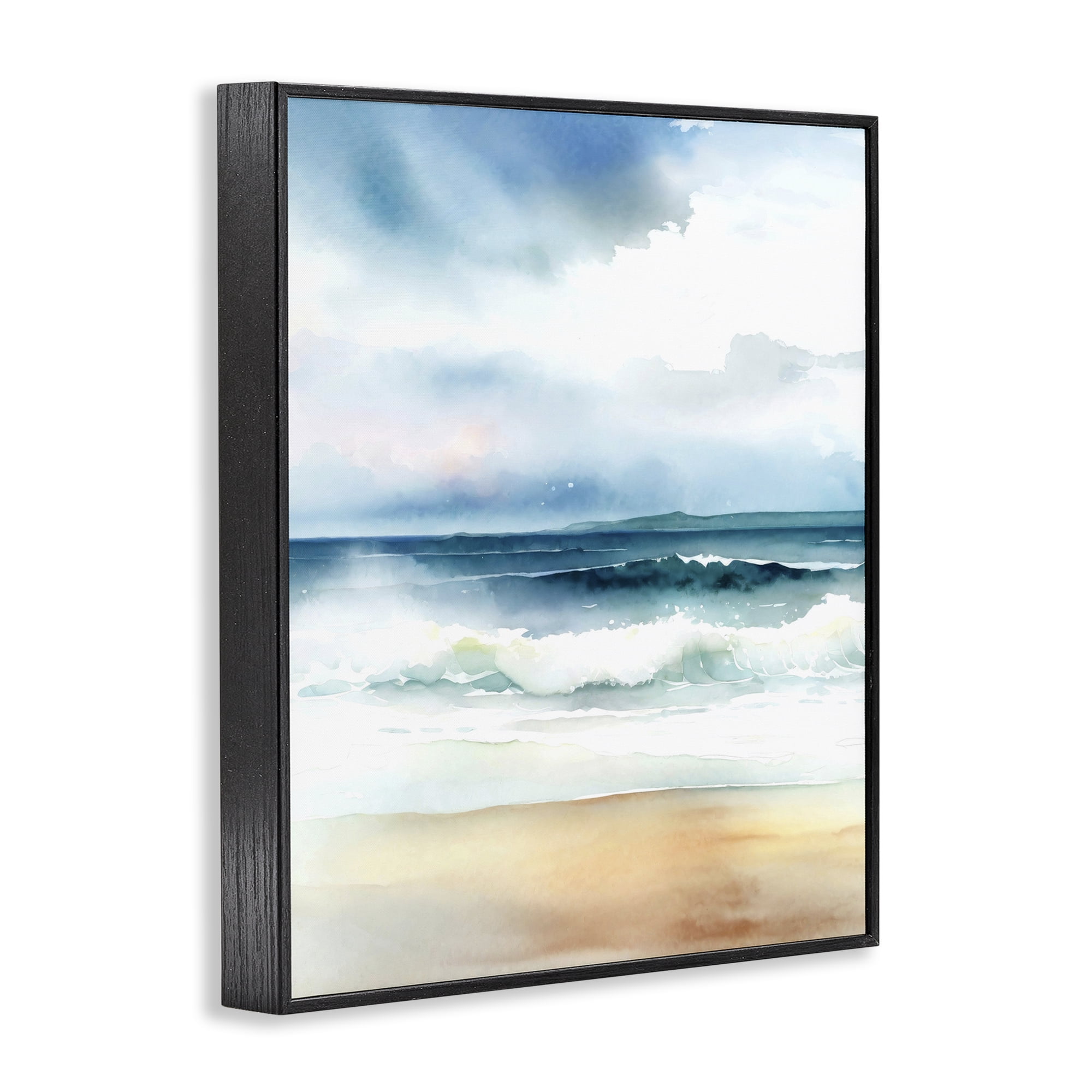 Stupell Industries Rolling Seaside Waves Coastal Painting Black Framed Art Print Wall Art, 11 x 14
