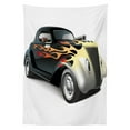 thumbnail image 3 of Ambesonne Vintage Tablecloth Rectangular Table Cover, Retro 40s Drag Car, 52"x70", Grey Orange, 3 of 4