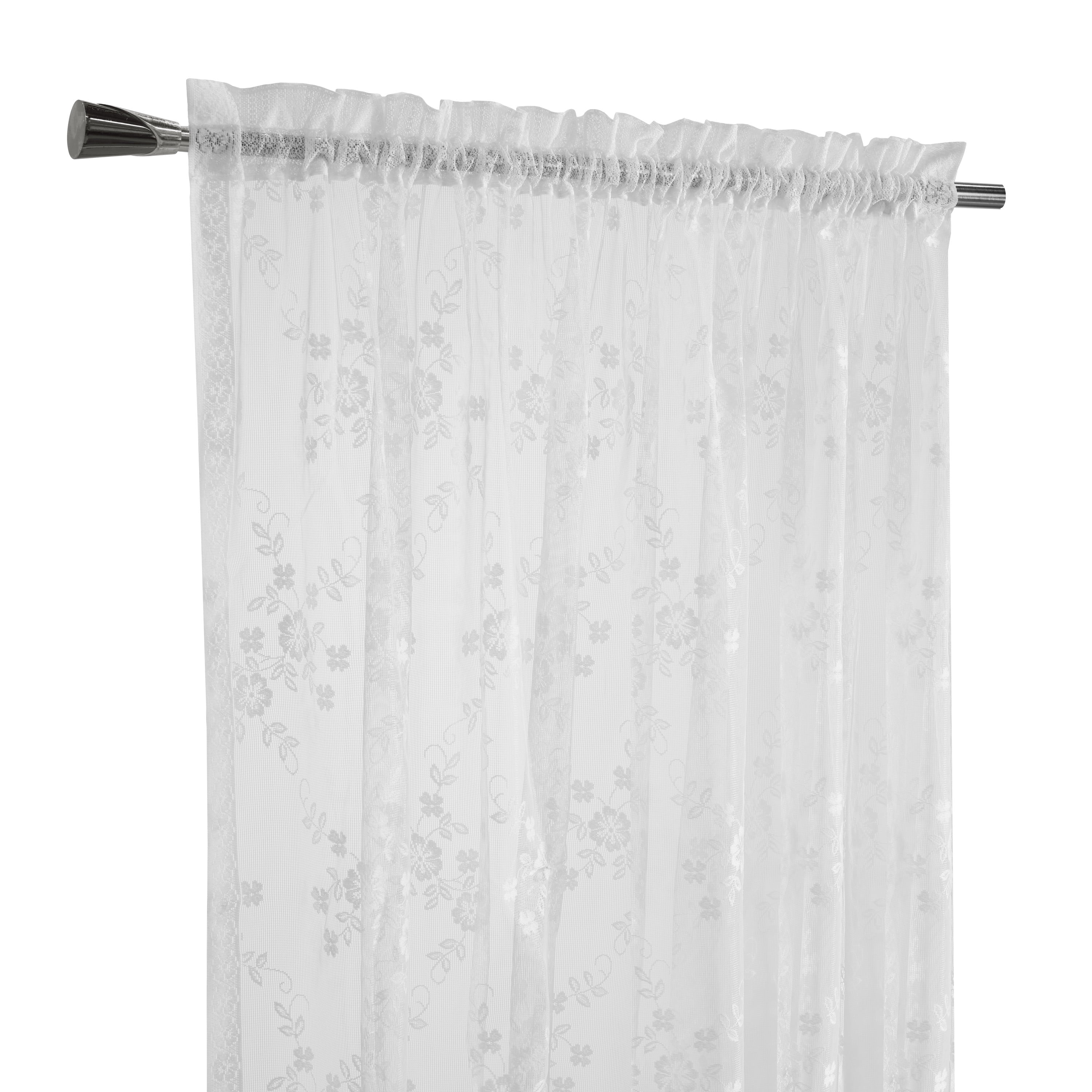 Melody Jacquard Lace Window Curtain Panel 56" x 72" in White