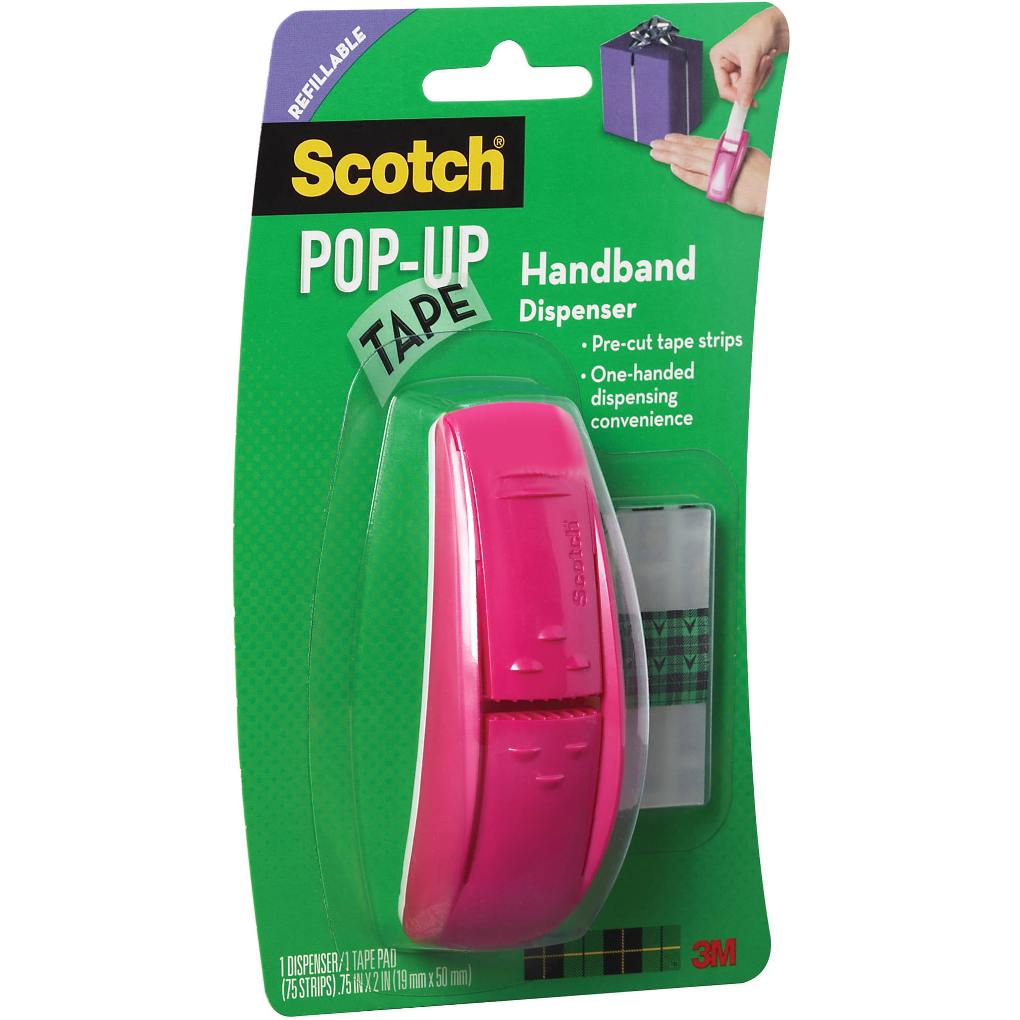 Scotch Pop Up Tape Strip Dispenser Base & Wristband 