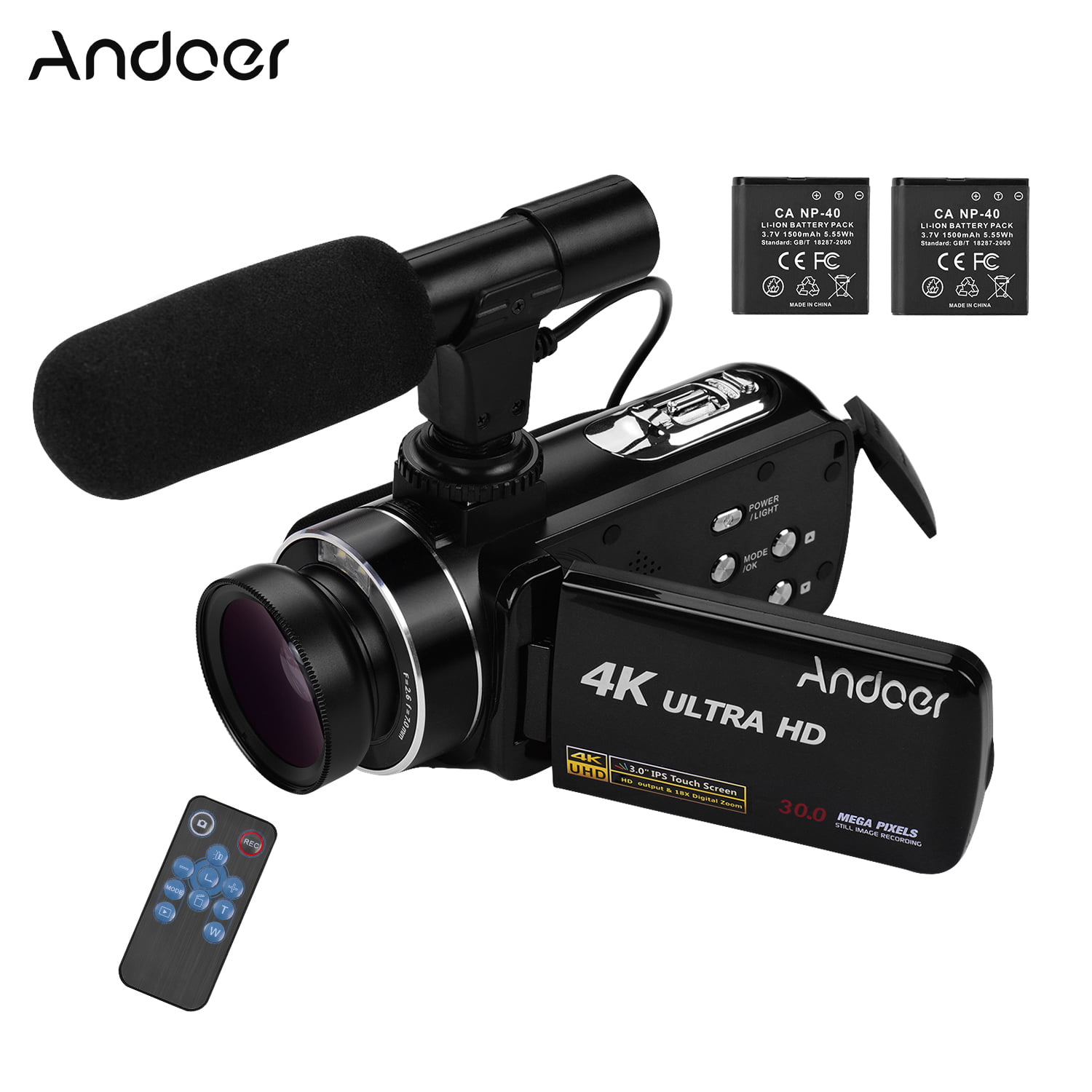 Andoer 4K Ultra HD Handheld DV Professional Digital Video Camera CMOS ...