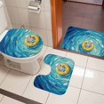 thumbnail image 5 of Funny Art Bathroom Rugs Set Summer Skeleton Swimming Blue Sea View Oil Painting Non Slip Absorbent Soft Bath Mats 3 Piece Set with Bathroom Rug, U-Shaped Floor Mat, Toilet Seat Cover Large Size, 5 of 9