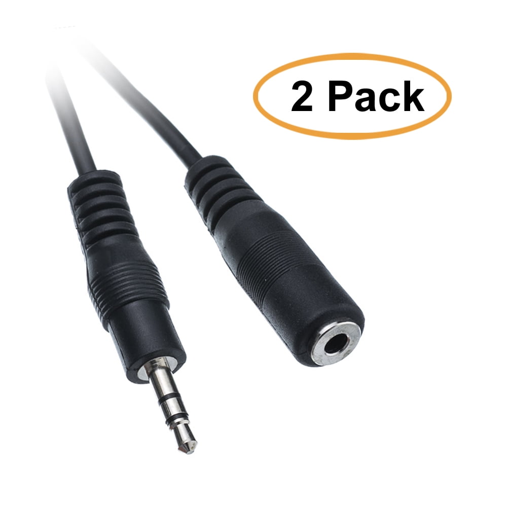 C&E Black 3.5mm Stereo Extension Cable, 3.5mm Male to 3.5mm Female, 12