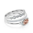 thumbnail image 2 of Gorgeous Art nouvea 2.40 Carat Oval Cut Morganite And Diamond Moissanite Affordable Engagement Ring, Dainty Morganite Wedding Ring, Two Matching Band in 10k Solid White Gold Gift For Her, Promise Ring, 2 of 3