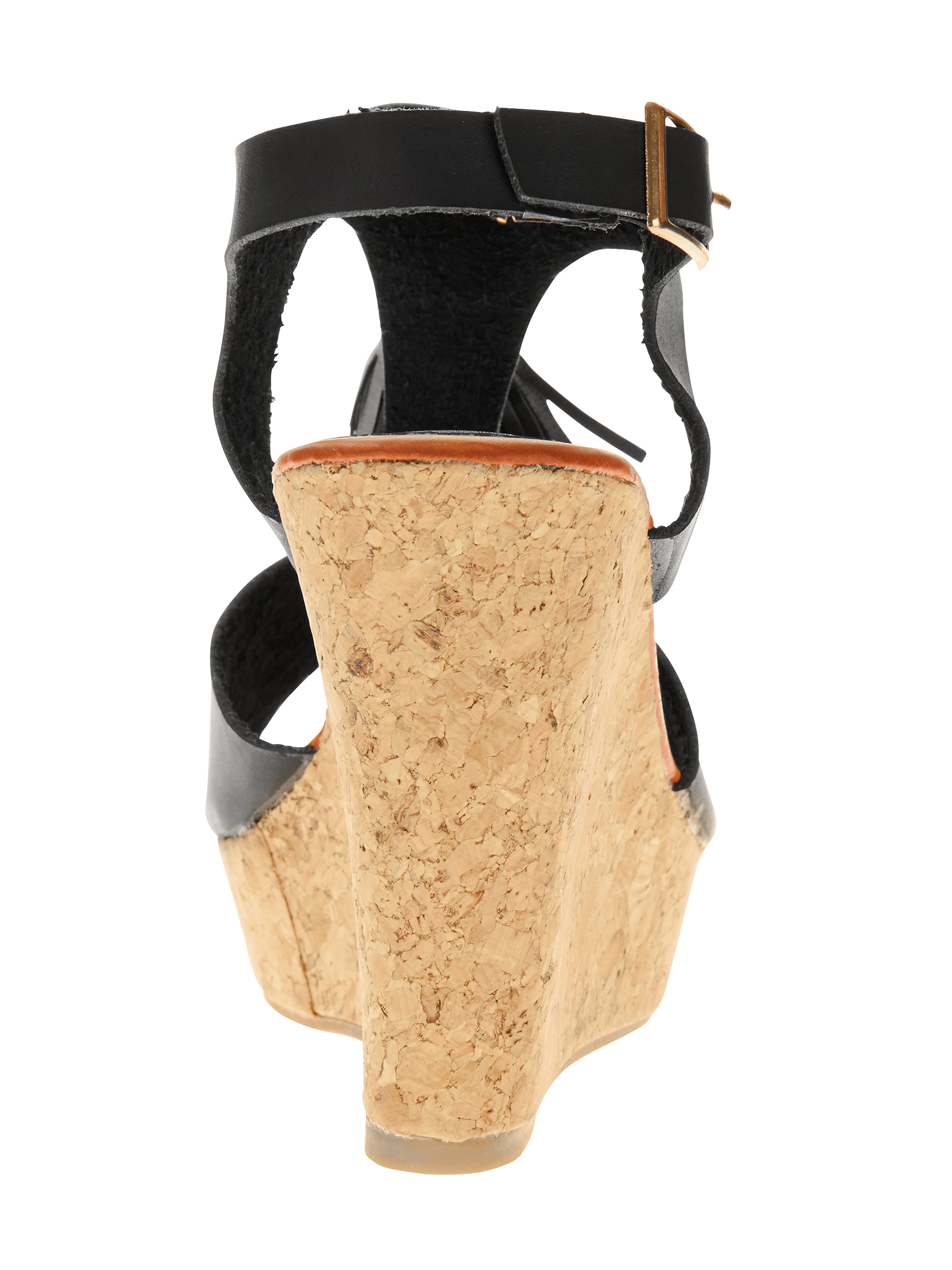 Forever Young Women's Faux Leather T-strap With Tassels Embellishments Wedge