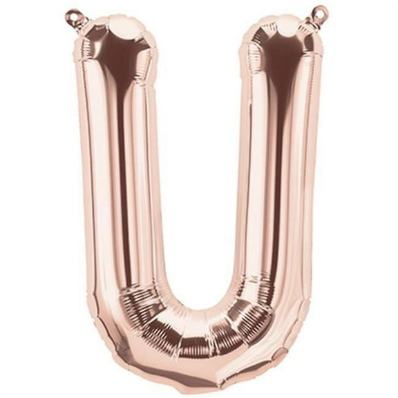 16 inch Letter U - Northstar - Rose Gold (Air-Fill Only) Foil Mylar Balloon - Party Supplies Decorations