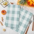 thumbnail image 3 of Aqua Plaid Kitchen Towels Set of 3, Spring Summer Farmhouse Buffalo Checkered Soft Microfiber Dish Towels, Absorbent Quick-Dry Washable Dishcloths for Kitchen Cleaning, Drying Dishes, 18x28 Inches, 3 of 9