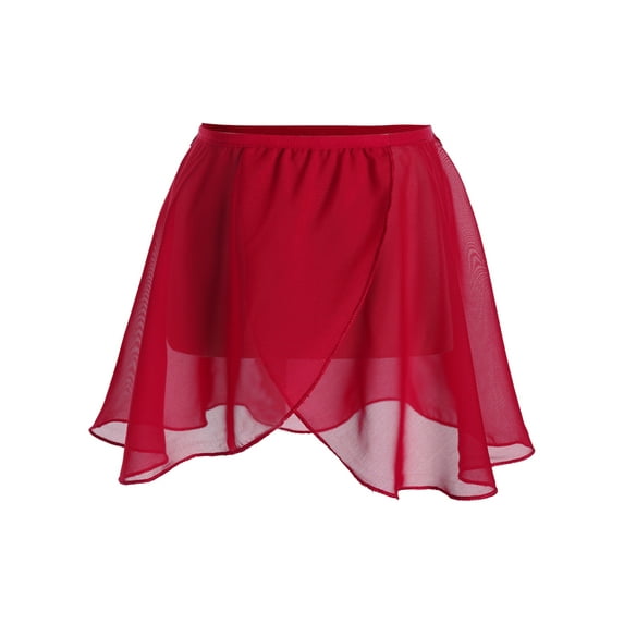 Yeahdor Kids Girls Ballet Dance Skirt Elastic Waistband Chiffon Veil Skirt Dancewear for Training Performance Costume Red 6-10