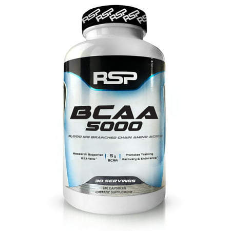 RSP Nutrition BCAA 5000, BCAA Capsules, Post Workout, Muscle Recovery, Endurance & Energy, 240