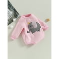 thumbnail image 3 of Wassery Baby Girls Spring Autumn Sweatshirts Romper Long Sleeve Crewneck Elephant Patch Plush Thicken Jumpsuits Infant Girls Warm Bodysuits 0-18M, 3 of 8