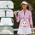 thumbnail image 6 of Uorisanigo Easter Bunny Womens Quick Dry Athletic Polo Shirts Comfortable Polyester Spandex Fabric Women's 3/4 Sleeve Golf Top with Zipper Relaxed Casual Soft Tennis Tops Size S, 6 of 7