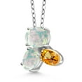 thumbnail image 2 of 925 Silver and 10K Yellow Gold White Opal and Yellow Sapphire Pendant Necklace for Women (2.62 Cttw, Oval Cabochon 8X6MM, 7X5MM and 6X4MM, Gemstone October Birthstone, with 18 inch Chain), 2 of 4