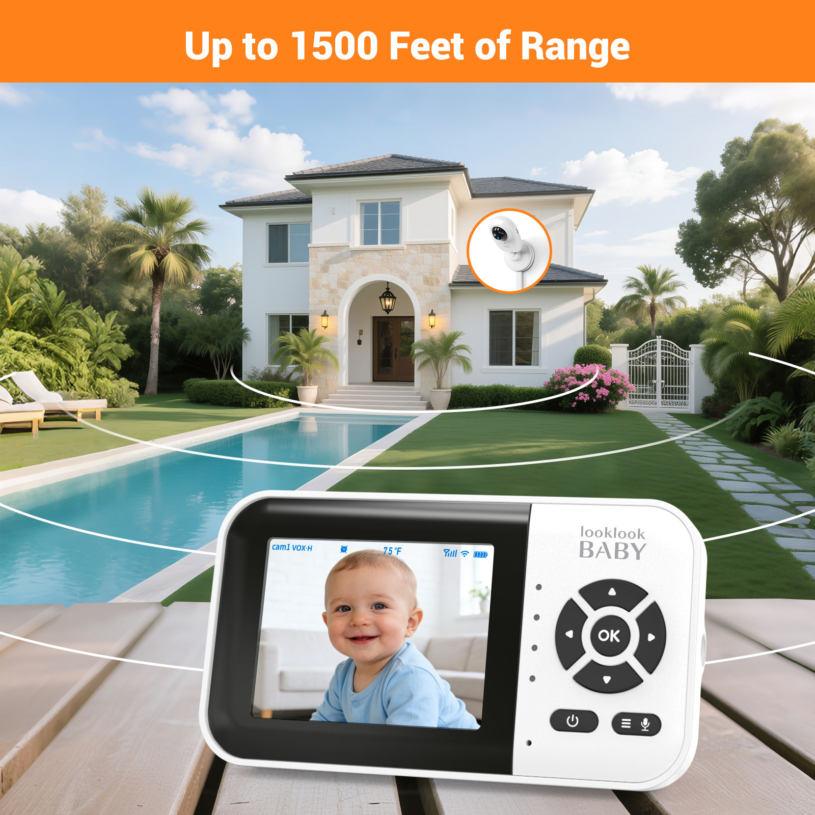 Look Look Baby Video Monitor, 1080p, 2.8 Inch Screen photo 5