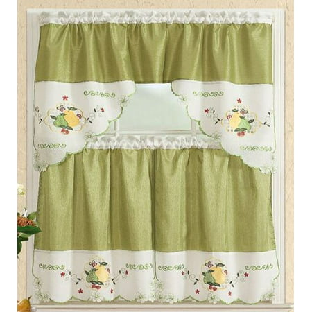 Pear Mix Kitchen Curtain with Swag and Tier Set 36