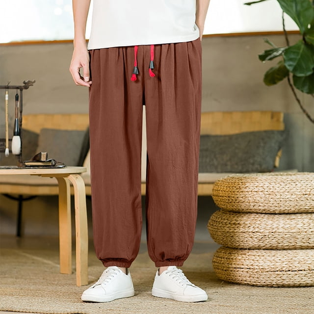 FcBaudy Pantalons Longs pour Hommes, Mode Décontractée, Vacances, Taille Élastique, Poches