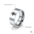 thumbnail image 2 of PAMTIER Unsiex Stainless Steel Simple 8mm Christ Lord Prayer Cross Religious Signet Ring Promise Couples Wedding Band Comfort Fit Silver Size 6, 2 of 5