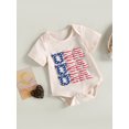 thumbnail image 3 of Bagilaanoe 4th of July Toddler Baby Girl T-shirt/Rompers Star Stripes Letters Print Short Sleeve Bodysuit 6M 12M 18M 24M 3T 4T 5T Kids Tees for Independence Day, 3 of 9