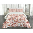 thumbnail image 3 of Ambesonne Fish Quilted Bedspread Set 3 Pcs, Ornamental Aquatic Animal, Queen Size, Orange White, 3 of 5