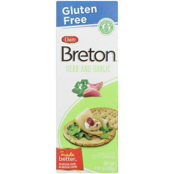 Breton Herb & Garlic Crackers, Gluten Free 4.76 Oz (Pack of 6)