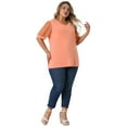 thumbnail image 3 of DARING DIVA Women's Plus Tops V Neck Puff Sleeve Blouse Shirt 1X Orange, 3 of 6