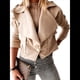thumbnail image 3 of Chaqueta Corta de Larga con Solapa para Mujer, Otoño-Invierno, Color Liso, con Botones de Piel de Ciervo Caqui L, 3 of 7