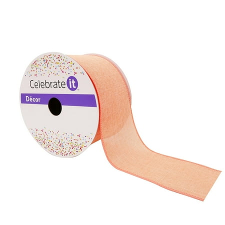 UPC: 0191518419344 | 2.5 Faux Linen Wired Ribbon by Celebrate It™ Décor