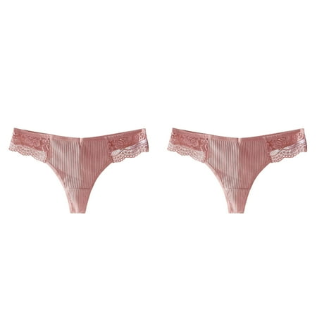 (2-Pack) Rinsvye Women Cotton Panties Sexy Cotton Womens Underwear Bikini Sports Thong Breathable Panties Control Underwear for Women Sweat Pads for Women Underwear Lace Bikini Panties Pack