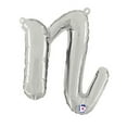 thumbnail image 2 of 14 inch Script Letter N - Silver (Air-Fill Only) Betallic Foil Mylar Balloon - Party Supplies Decorations, 2 of 2