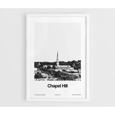 Chapel Hill Nc North Carolina Church Chapel Hill Nc Skyline Black White Travel Inspired Office Decor Wall Decor Unframed Paper Print