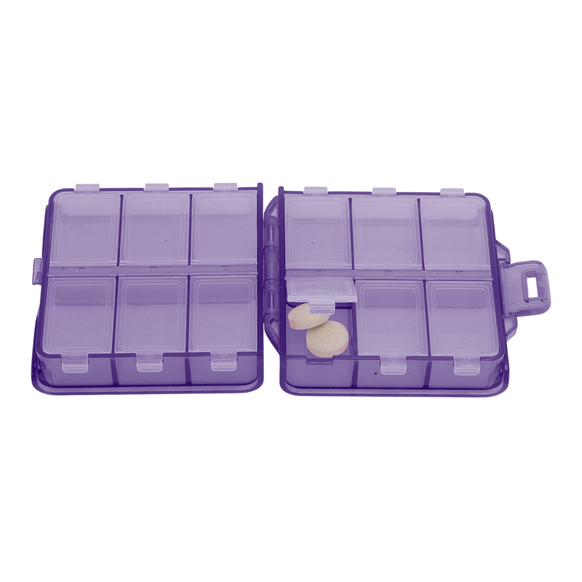 Unique Bargains 12 Grid Portbale Durable Design Pill Case 1 Pc Matt Purple