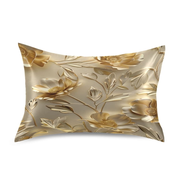 Ryvnso Satin Pillowcase Luxury Gold Flower Pillow Cases Standard Size 26x20in