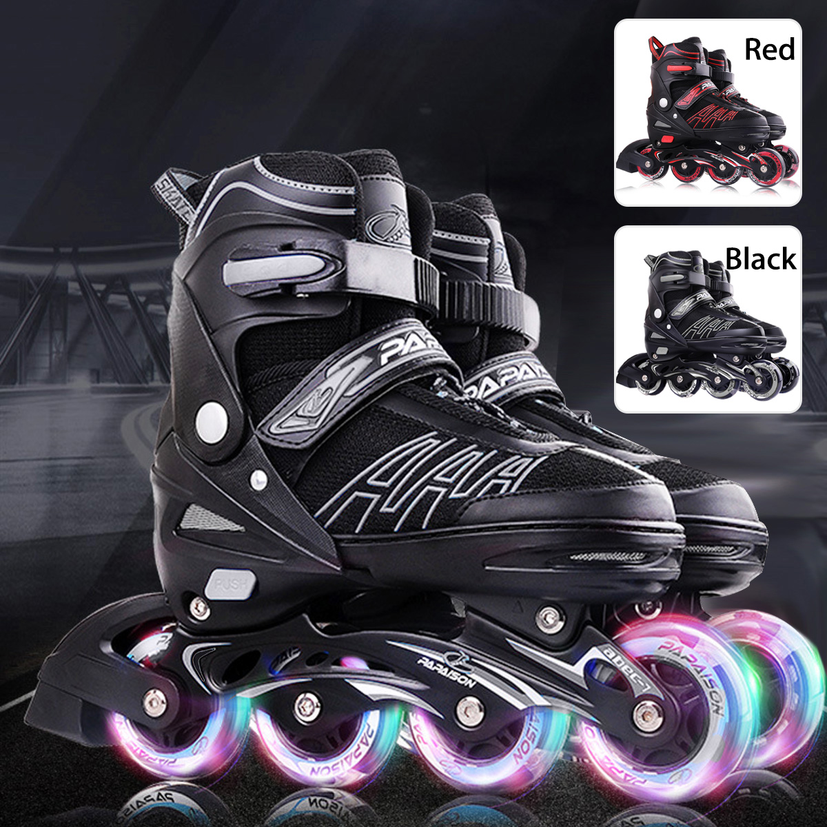 VRO Inline Skates Adjustable Rollerblades for Kids with Illuminating Wheel 