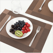 Placemats Easy to Clean Plastic Placemat Washable for Kitchen Table Heat-resistand Woven Vinyl Table Mats, Set of 4, 12x18 inches