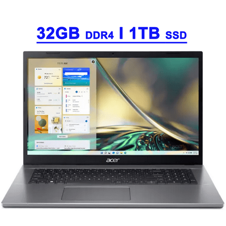 Acer Aspire 5 Premium Business Laptop 17.3" FHD IPS Intel 10-Core i5-1235U Processor 32GB DDR4 1TB SSD Intel Iris Xe Graphic Backlit USB-C Win11 Gray