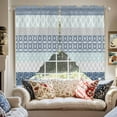 thumbnail image 2 of Geometric Bohemia Swag Valances for Windows 2 Pack Stripes Gray White and Blue Swag Kitchen Curtains 63 Inches Long Rod Pocket Short Window Treatment for Kitchen Bathroom 36"x63", 2 of 8