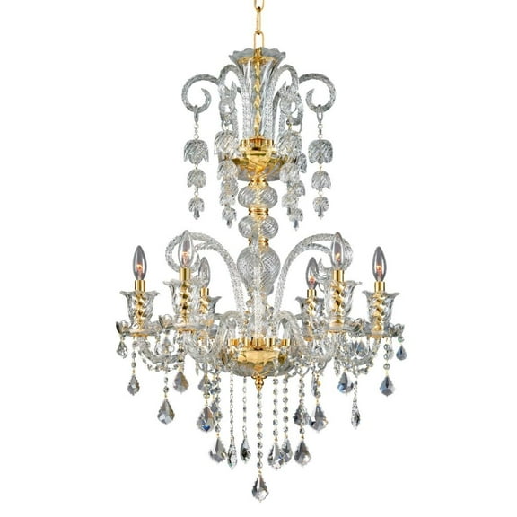 Artistry Lighting Elizabeth Collection 26"x35" Gold 6-Light Hanging Crystal Chandelier