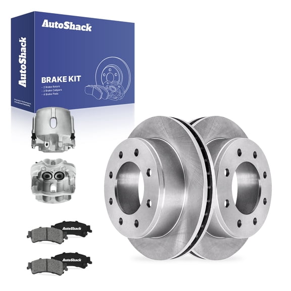 AutoShack Rear Vented Brake Rotors   Ceramic Pads   Calipers 8-PC Brake Kit Replacement for 2005 Chevrolet Silverado 1500 12.99" (330 mm)