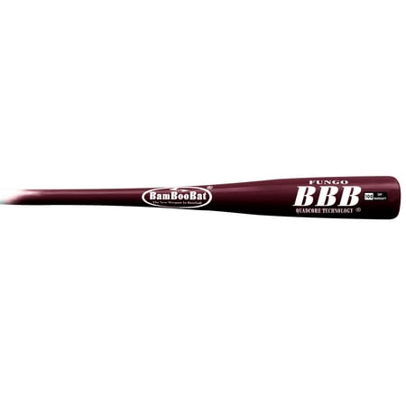 BAMBOOBAT by Pinnacle Sports Equipment INC. Adult Fungo Infield/Outfield Bamboo Baseball Bat White Handle/Scarlet Barrel 34
