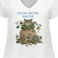 thumbnail image 4 of Inktastic Cats are Just Friends with Fur Cat in Flower Women's Plus Size V-Neck T-Shirt, 4 of 5