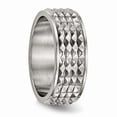thumbnail image 4 of Grey Titanium Ring Band Wedding Polished Studded, 4 of 6