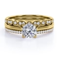 thumbnail image 1 of JeenMata Anillo Compromiso 2 Quilates Corte Redondo, Filigrana Milgrain Art Déco, Engaste Pavé 4 Puntas, Juego Trío Anillos Nupciales, Baño Oro Amarillo 18 K sobre Plata, 1 of 6