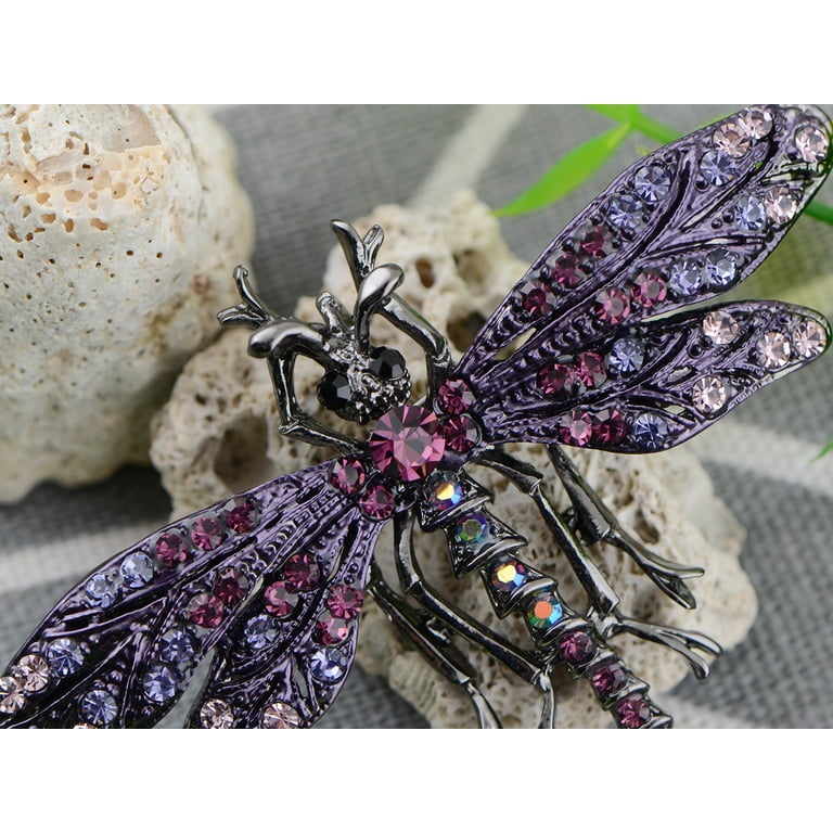 Purple Crystal Butterfly Brooch Pin Lapel Pins Bouquet Decor