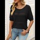 thumbnail image 5 of Suéteres de Punto de Cuello Redondo y Corta para Mujer, de Verano, Color Negro, Talla S, 5 of 7