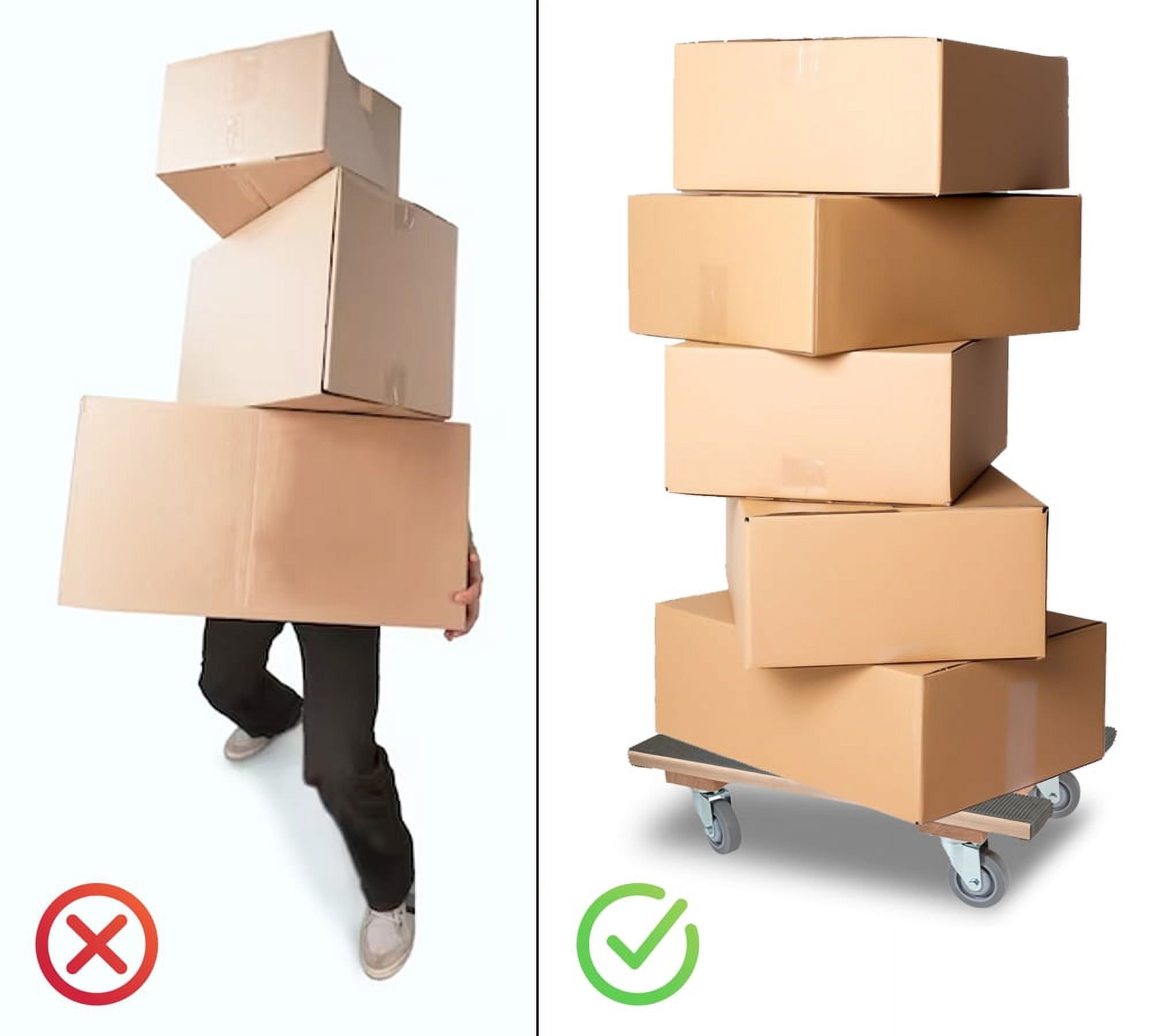 18"x30" H Shape Moving Dolly with Non Marking Wheels - 1000 lbs Capacity Heavy Duty Furniture Dolly with 4" Casters & Rubber belting