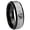 Gray And Black Beveled Edge, variant on Wolf Head Dome Brushed Finish Blue Tungsten Men Ring 10MM