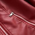 thumbnail image 5 of Previn Women's Faux Leather Jacket Motorcycle Long Sleeve Thick Fitted Outerwear Winter PU Coat Biker Moto Short Snow Fashion Burgundy Large, 5 of 5