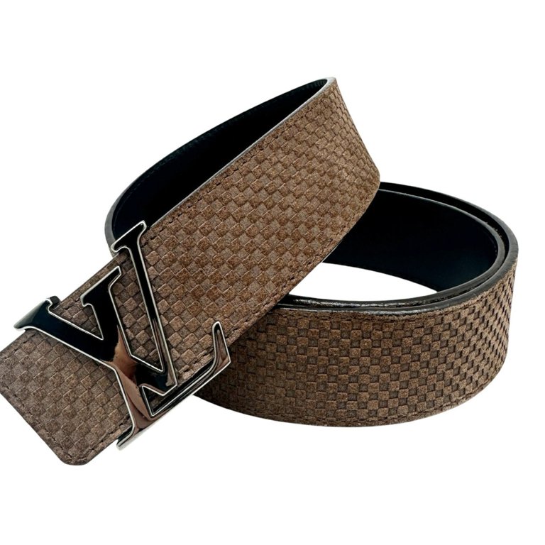 Pre-Owned LOUIS VUITTON Damier Santur Belt LV Initials 85 34 Pre-Owned LOUIS VUITTON Damier Santur Belt LV Initials 85 34